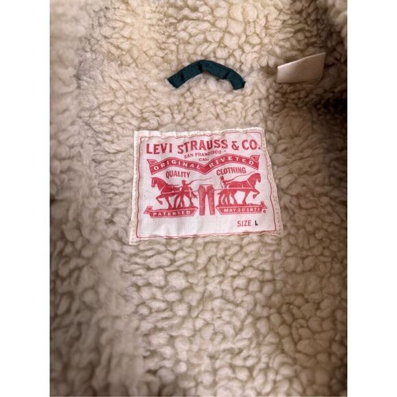 Vintage Levi’s Green Rattlesnake Ridge Patch Large Fleece Lined Jacket Snaps - Picture 8 of 9